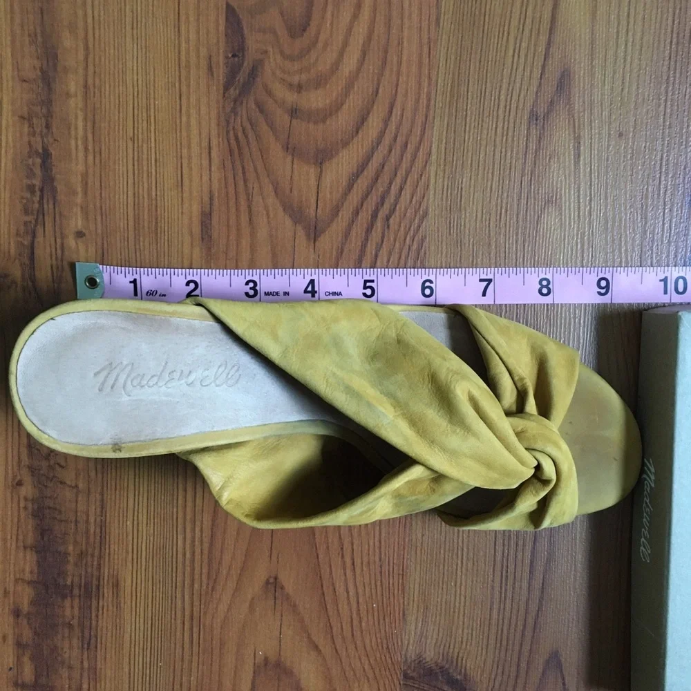 Madewell Mustard Yellow Knotted Suede Block Heel Sandals - Picture 7 of 8